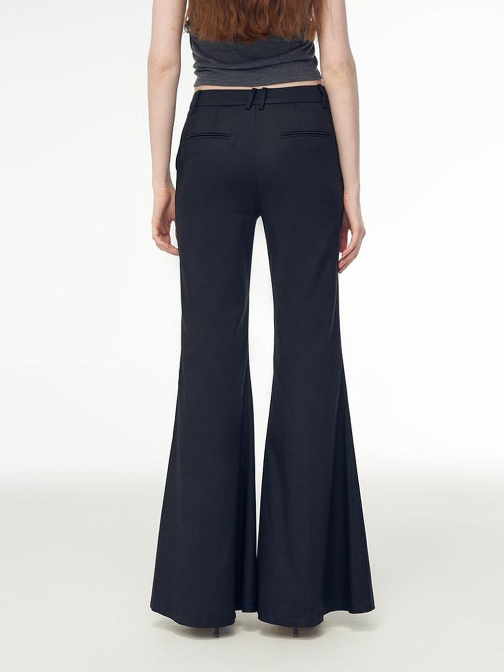 someone sometimes Recycled Stretch Office Low Waist Subtle Flare Women Black Flared Pants