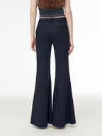 someone sometimes Recycled Stretch Office Low Waist Subtle Flare Women Black Flared Pants