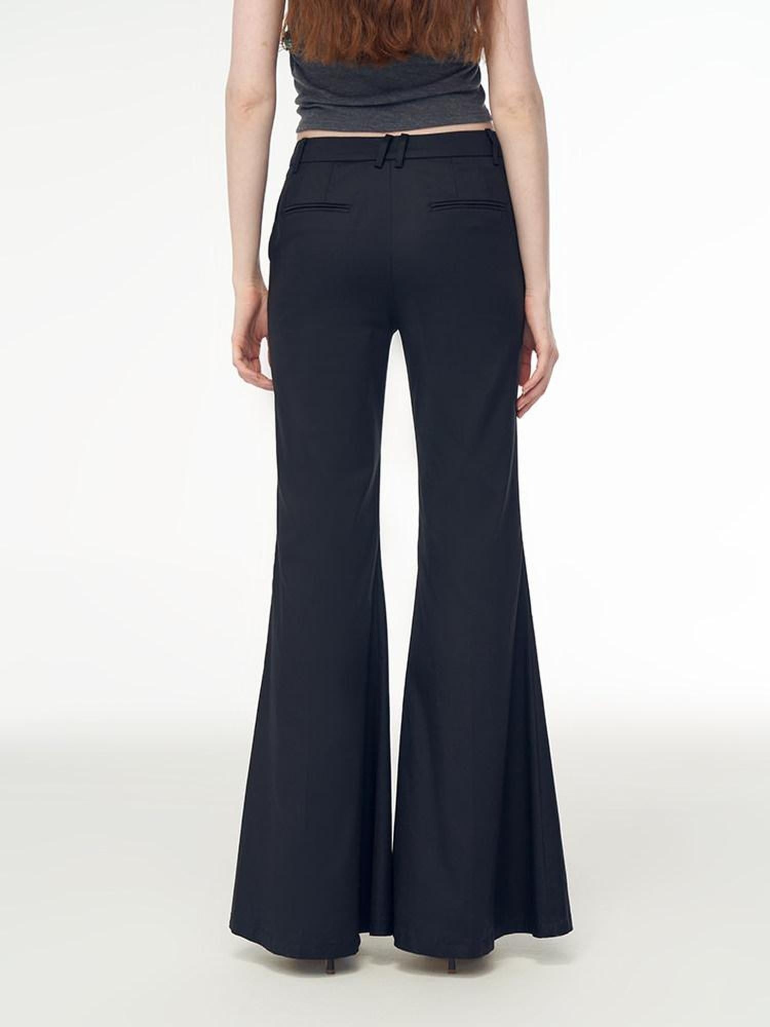 someone sometimes Recycled Stretch Office Low Waist Subtle Flare Women Black Flared Pants