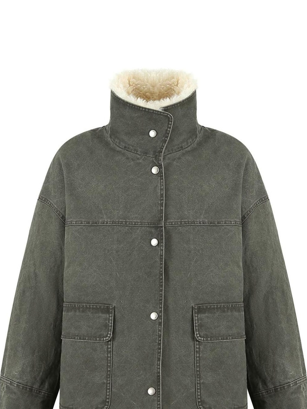 fano 90% White Duck Down Warm High Waist Loose Stand Collar Women Green Down Jackets