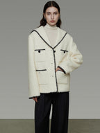 unspoken Lambswool Blend Tailored Loose Minimal Notch Collar Officewear Women Wool Coats