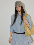 Lofi choose Comfortable Loose Plaid Button Collar Long Sleeve Women Workwear Midi Dresses