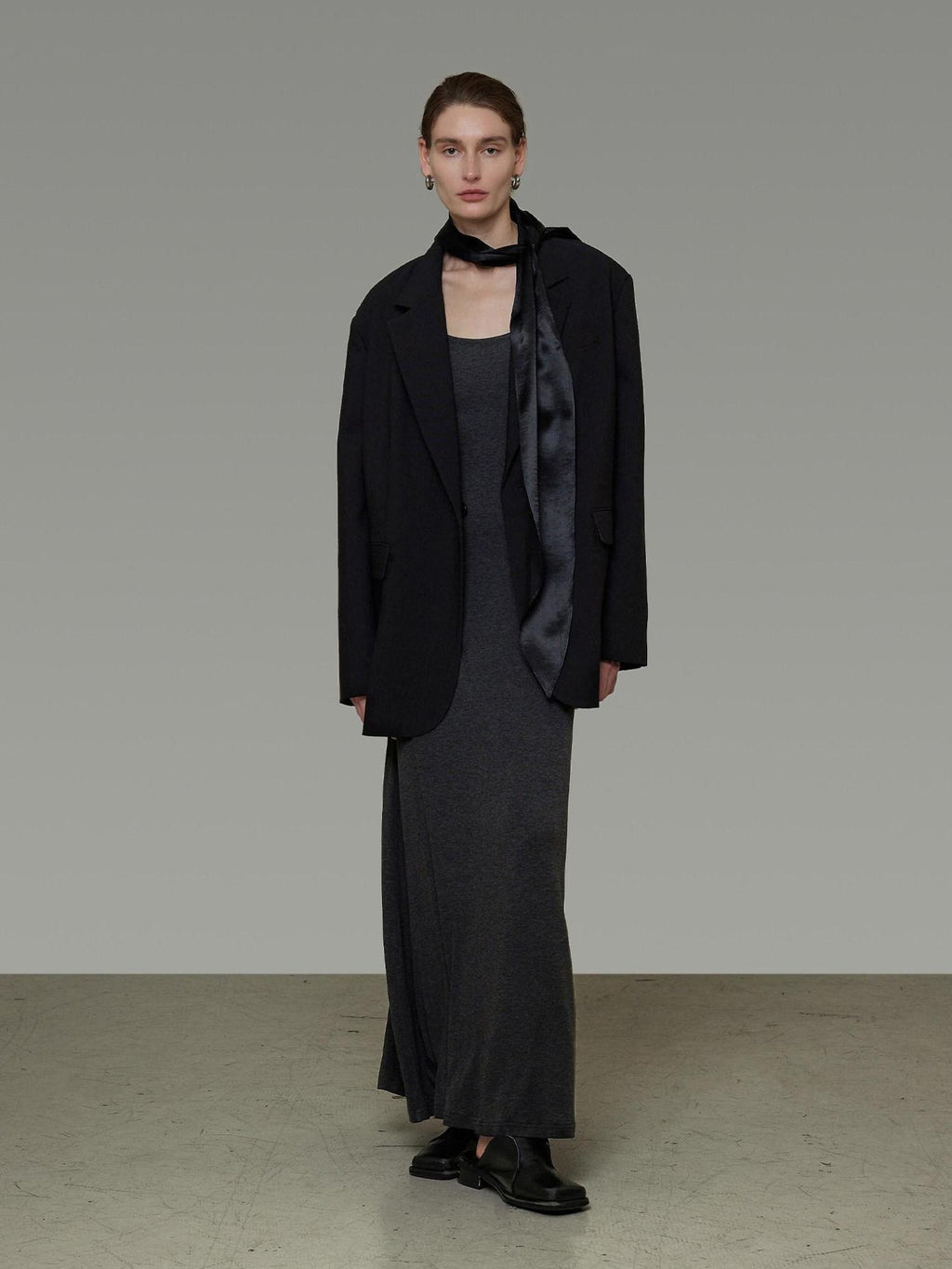 unspoken Warm Minimalist Oversized Ribbon Tie Lapel Long Sleeve Women Blazers