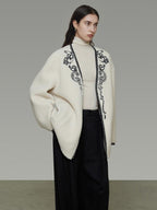unspoken 3D Tailored Clean Minimalist Loose Fit Women Office White Polyester Short Coat