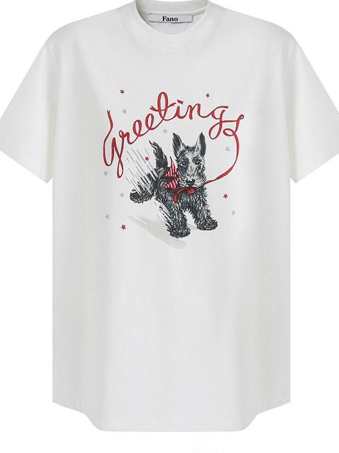 fano Cotton Blend Korean Loose Fit Crewneck Women White Printed Short Sleeve T-Shirts