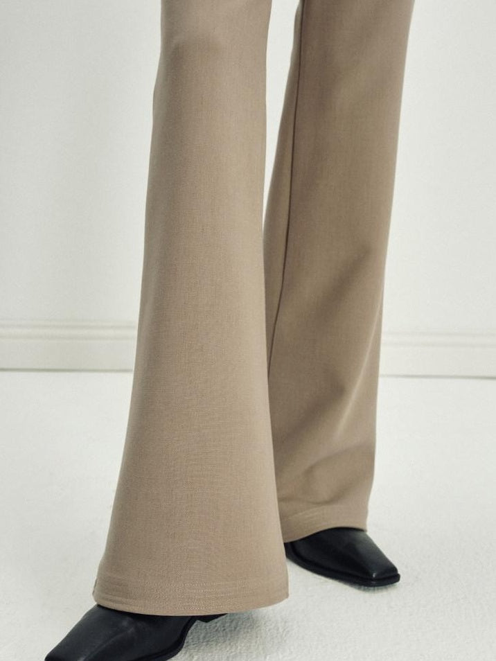 someonesometimes Asymmetrical Tie Natural Waist Micro Flare Women Polyester Blend Flared Pants