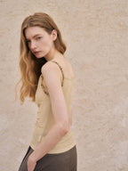 someonesometimes Pleated Zipper Slim Fit Chic Minimalist Women Recycled Fabric Camisoles