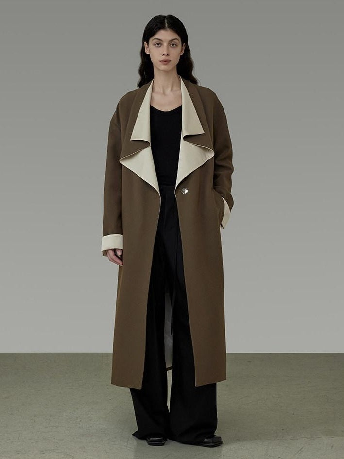 unspoken Minimalist Office Loose Longline Poly Blend Women Green Trench Coats