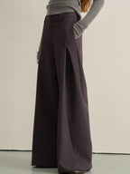 someonesometimes Wrinkle Resistant Minimal Workwear Natural Waist Women Purple Straight Pants