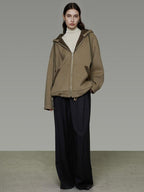 unspoken Premium Sheepswool Minimal Commuter Loose Fit Hooded Zip For Women Wool Coats