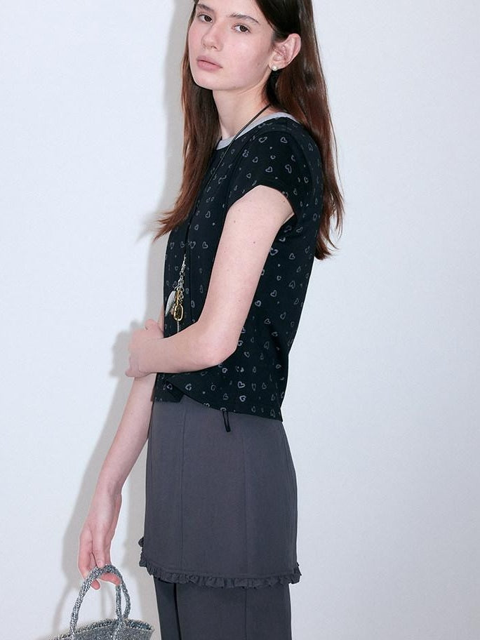 fano Moisture Wicking Slim Fit Korean Crew Neck Printed Black Basic Crop Tops