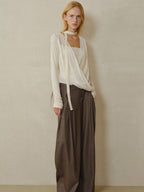 someonesometimes Shape Retaining Pleated Natural Waist Brown Striped Poly Stretch Wide Leg Pants
