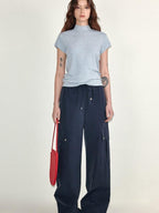 fano Stretch Slim Korean Commuter Mock Neck Women Short Sleeve T-Shirts
