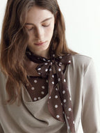 fano Soft Cotton Lyocell Polka Dot Mock Neck Layered Look Long Sleeve T-Shirts