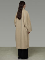 unspoken Thick Minimalist Loose Fit Structured Cut Office Light Camel Long Coats