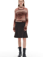 someone sometimes Soft Mohair Blend Lapel Collar Button Front Women Pink Brown Gradient Cardigans