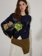 Lofi choose Soft Acrylic Blend Embroidered Classic Fit Round Neck Office Knitwear Cardigans