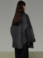 unspoken 100% Sheep Wool Relaxed Fit 3D Tailoring Commuter Women Deep Gray Wool Coats