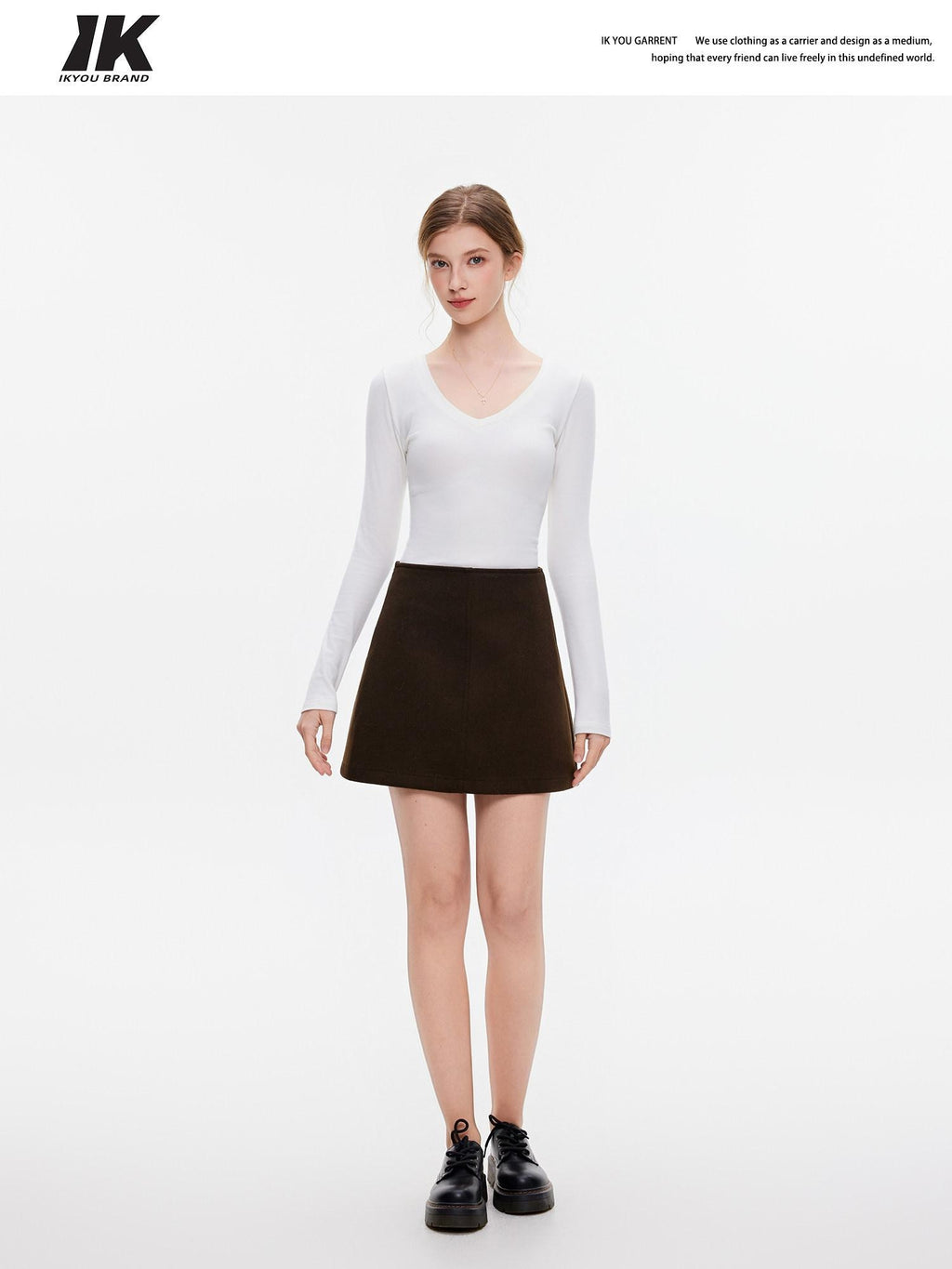 ikyou Wrinkle Free Retro A Line Lined Pocket Mid Waist Women Polyester Mini Skirts