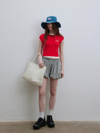 Lofi choose Loose Fit Round Neck Commuter Office Red Blue Short Sleeve T-Shirts