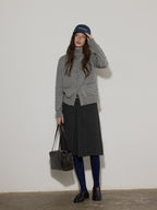 Lofi choose Soft Wool Blend Rolled Edge Loose Office Knit Button Long Sleeve Cardigans