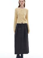 someonesometimes Soft Alpaca Blend Commuter Artsy Crew Neck Button Long Sleeve Cream Cardigans