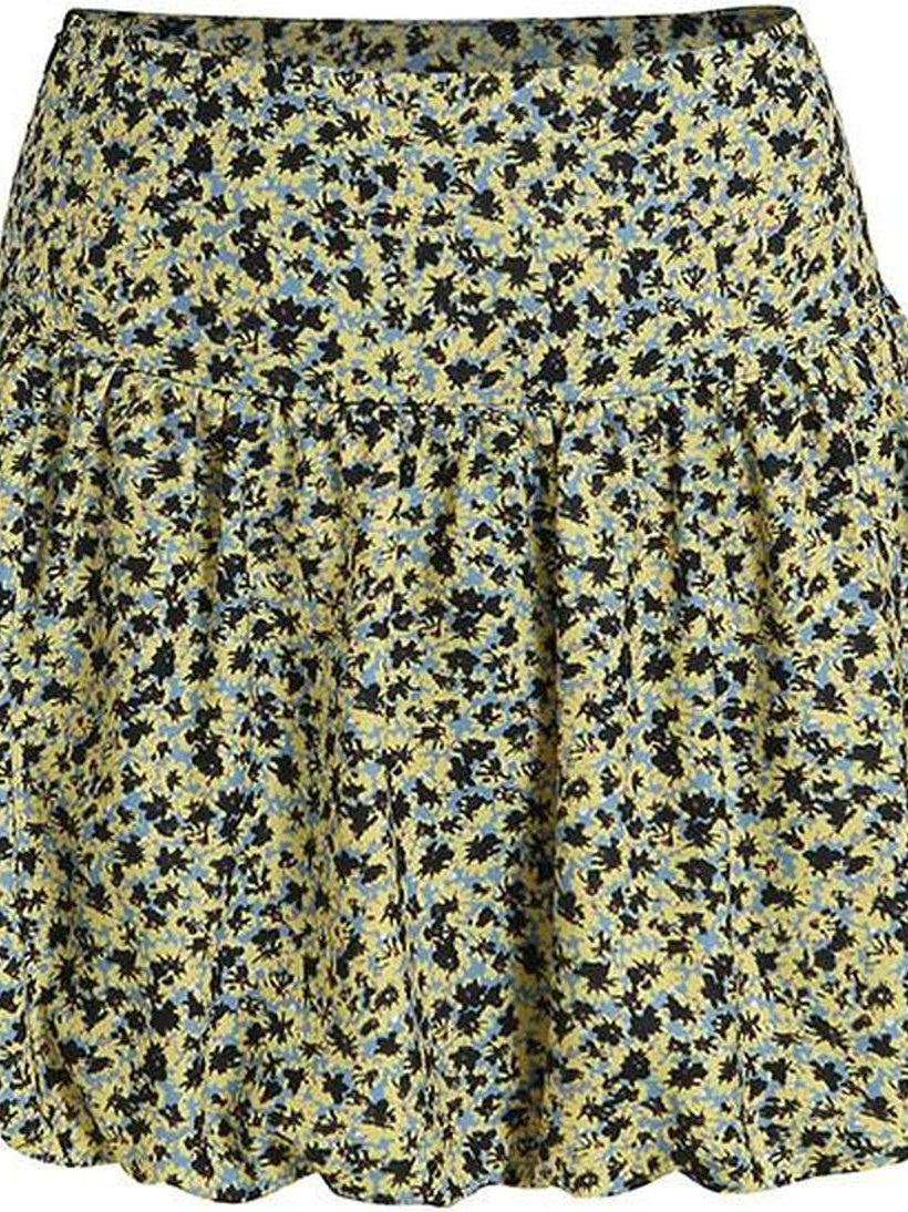 fano Lined Printed Bubble Silhouette Polyester Loose Korean Commuter Mini Skirts