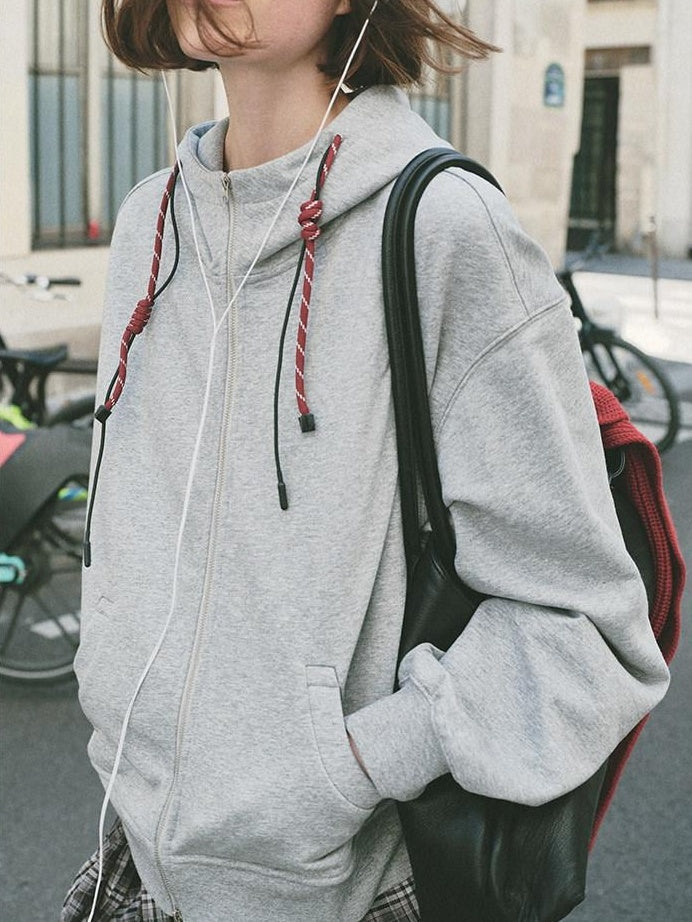 fano Two Piece Zip Up Oversized Long Sleeve Women Midweight Heather Grey Hoodie
