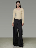 unspoken Soft Breathable V-neck Slim Fit Commuter Knitwear Bell Sleeves Women Sweaters
