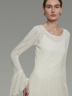unspoken Breathable Comfortable Commuter Cutout Waist Bell Sleeve Maxi Dresses