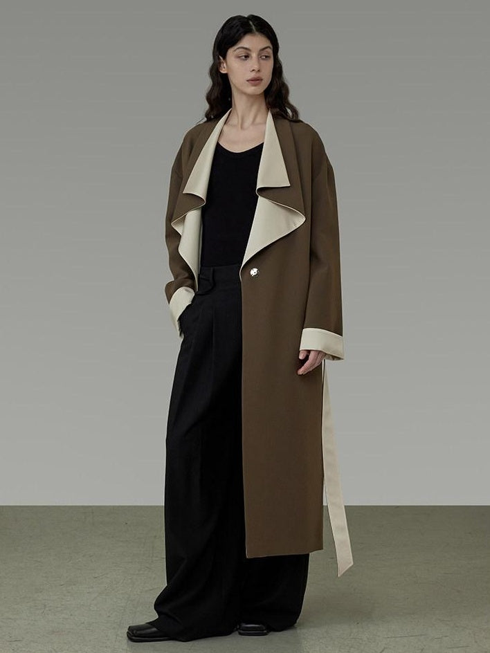 unspoken Minimalist Office Loose Longline Poly Blend Women Green Trench Coats