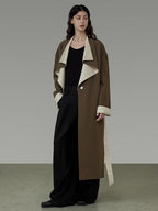 unspoken Minimalist Office Loose Longline Poly Blend Women Green Trench Coats