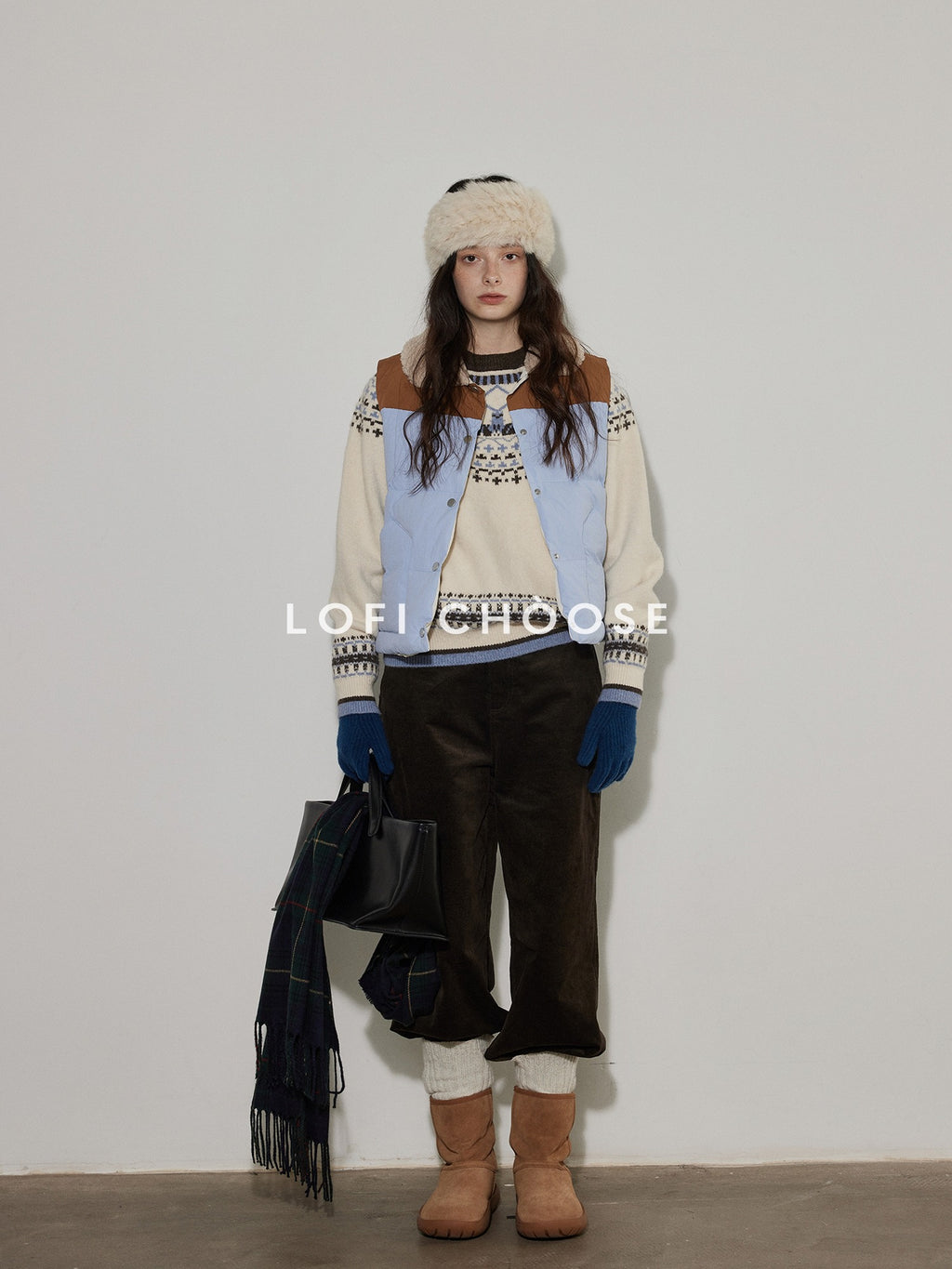 Lofi choose 90% White Duck Down Thick Patchwork Colorblock Commuter Women Puffer Vests