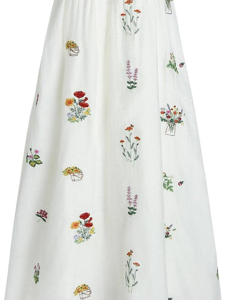 fano Viscose Linen Blend Printed A Line Sleeveless Camisole Young Women Maxi Dresses