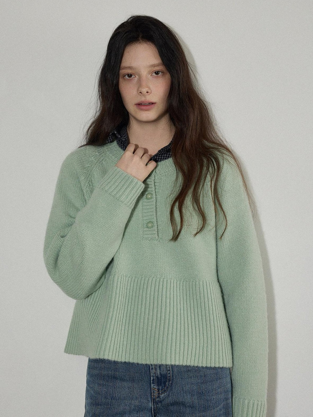 Lofi choose Soft Acrylic Commuter Loose Fit Solid Crewneck Women Knitwear Sweaters