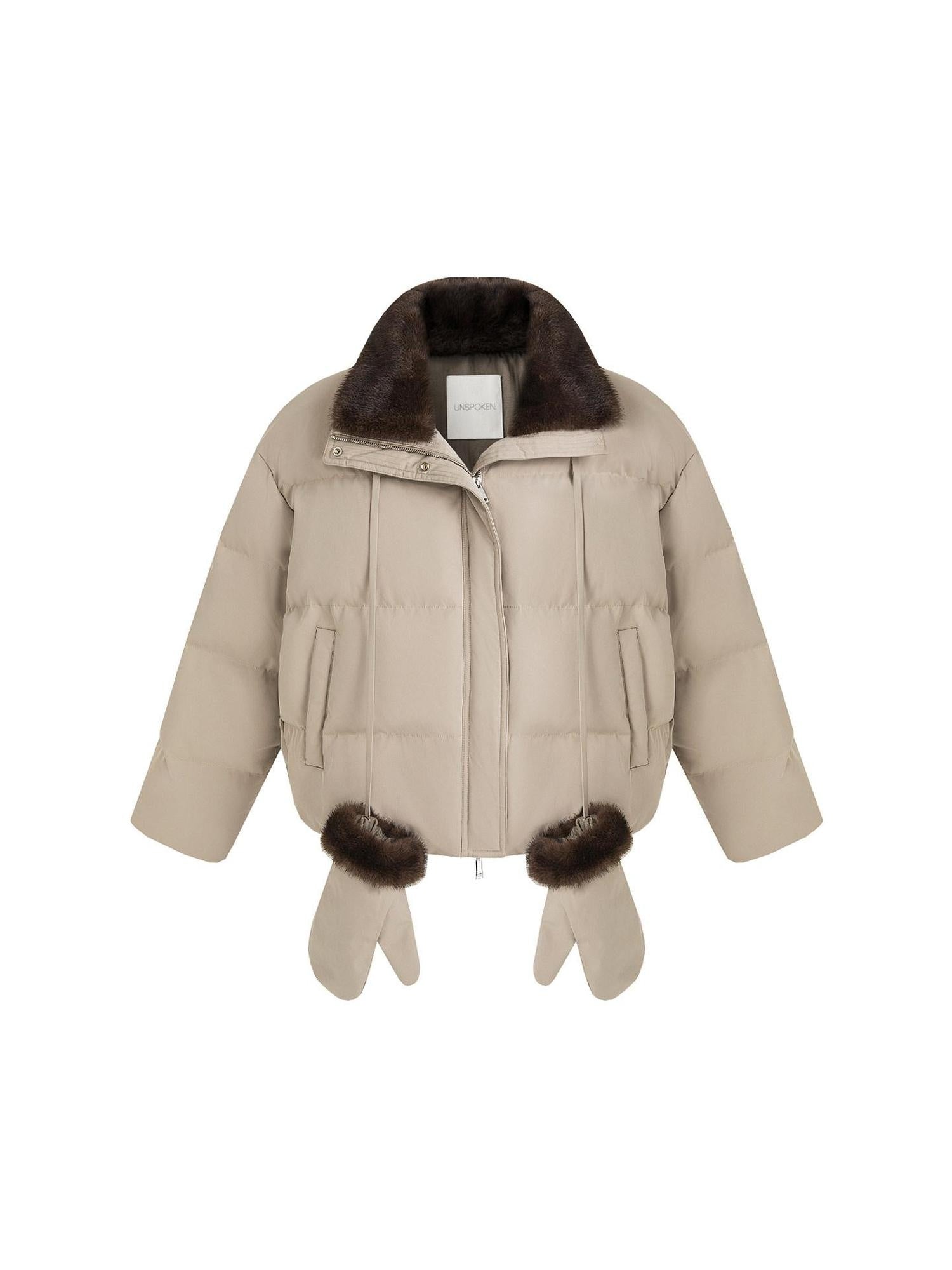 unspoken 90 White Duck Down Warm Loose Commuter Zip Lapel Women Down Jackets