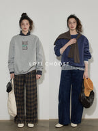 Lofi choose Fleece Lined Oversized Crew Neck Workwear Women Cotton Polyester Blend Sweatshirt