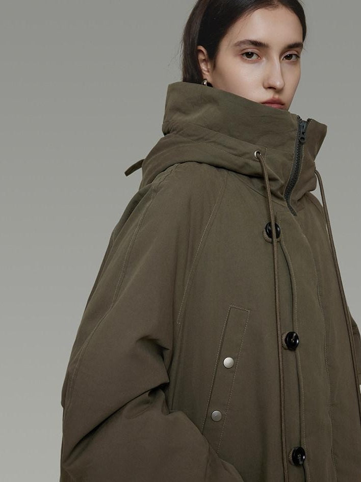 unspoken 90 Percent White Duck Down Hooded Loose Patchwork Cotton Warm Women Down Jackets