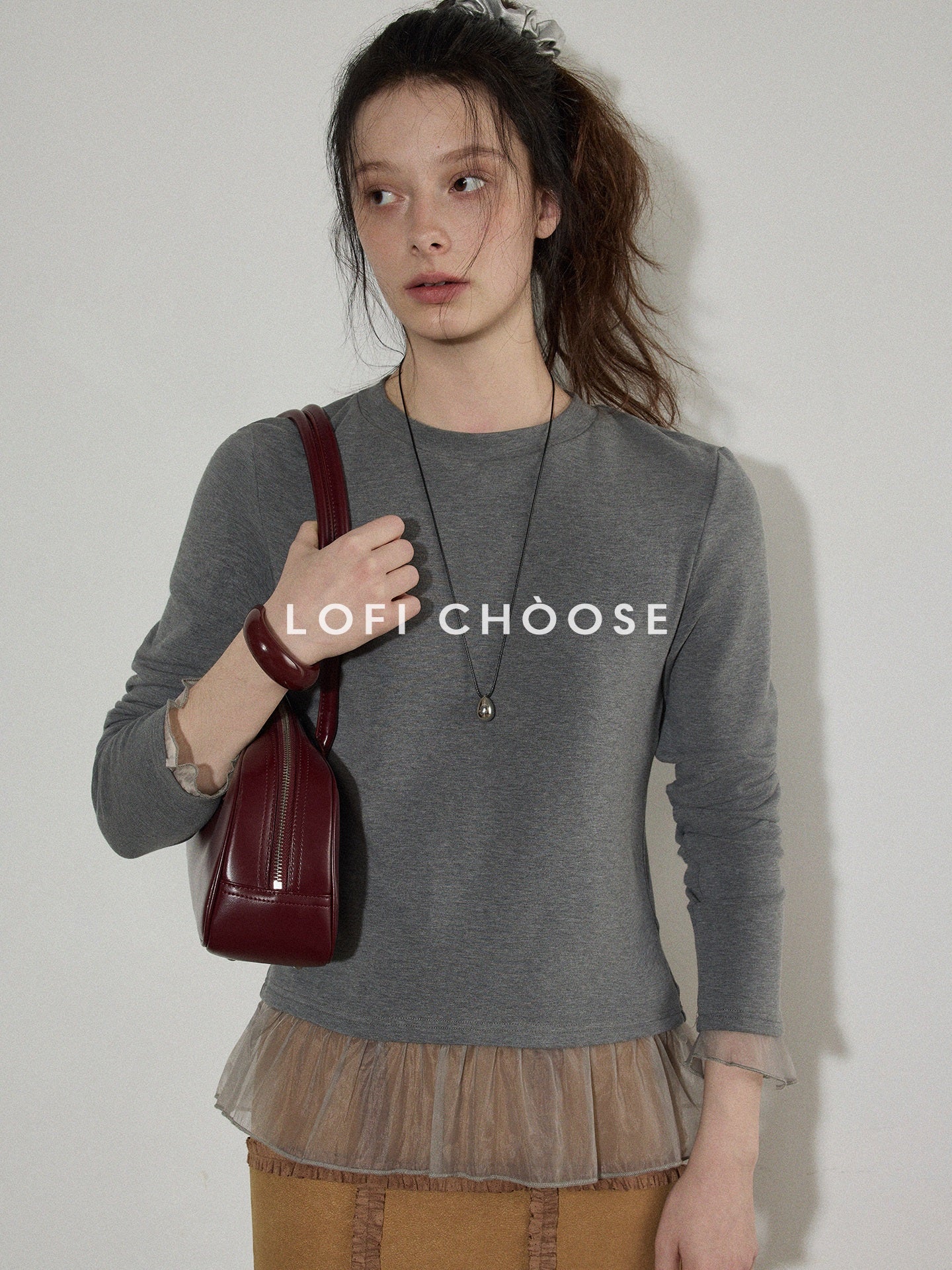 Lofi_choose_Patchwork_Loose_Fit_Office_Crew_Neck_Women_Dark_Gray_White_Long_Sleeve_T-Shirts_MISSTT