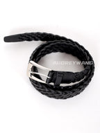 audreyyang Premium Cowhide Woven Leather Square Buckle Women Classic Belts