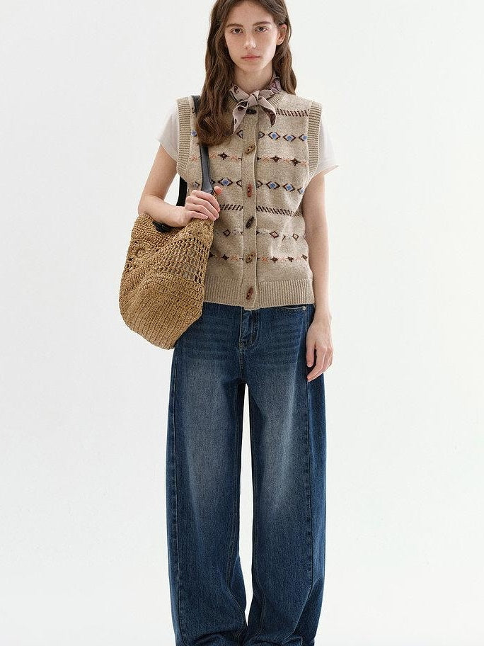 fano Cotton Commuter Natural Waist Loose Fit Women Denim No Stretch Wide Leg Jeans