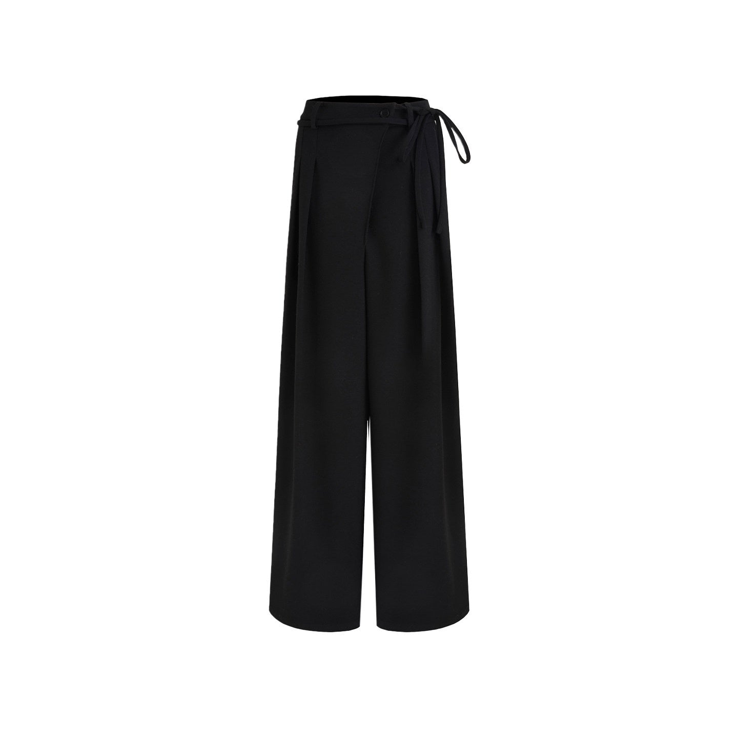 unspoken_High_Waist_Tie_Detail_Minimalist_Breathable_Office_Black_Polyester_Wide_Leg_Pants_MISSTT