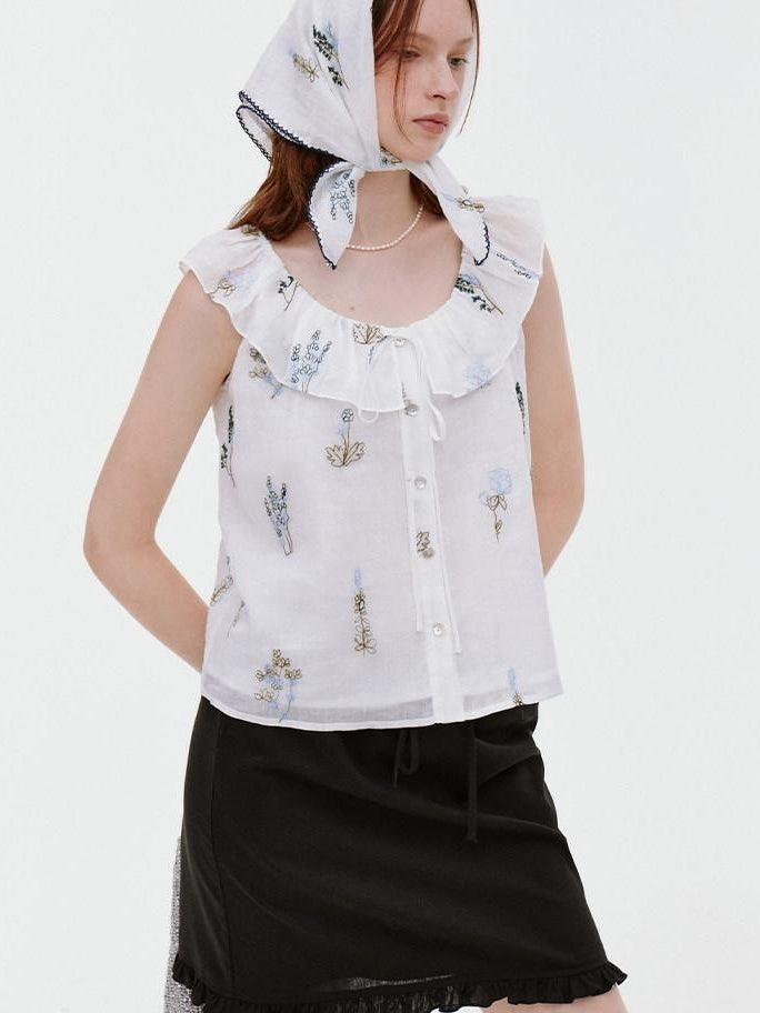 fano Pure Cotton Comfort Relaxed Office Floral Print White Camisoles