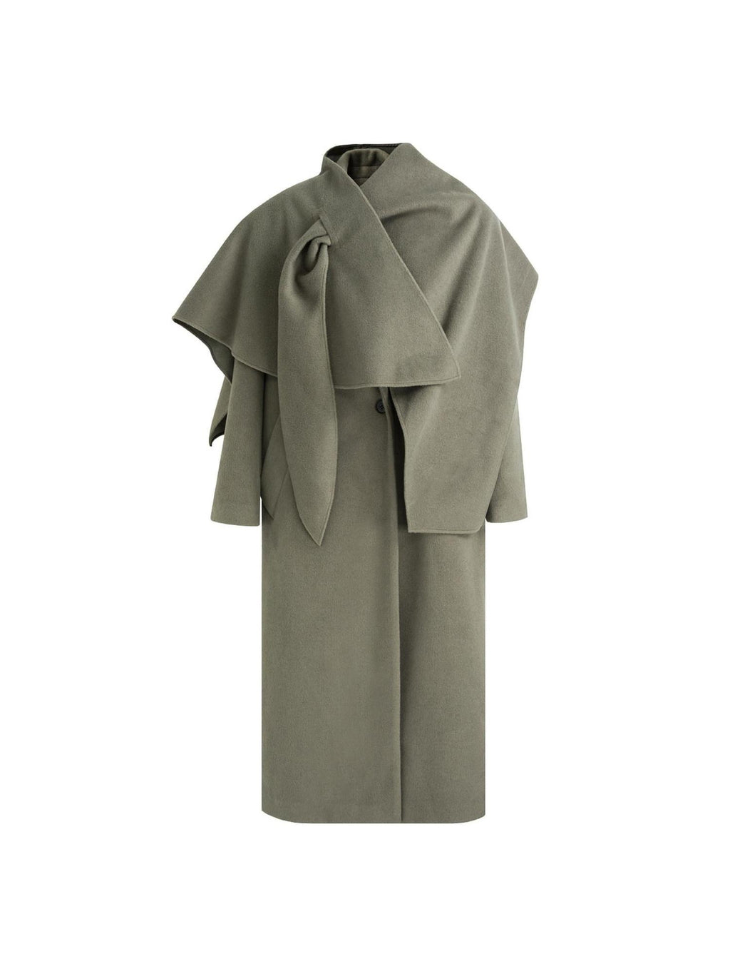 unspoken Sculpted 3D Tailoring Relaxed Minimal Commuter Office Dark Green Wool Coats
