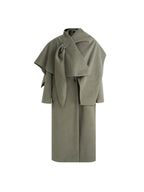 unspoken Sculpted 3D Tailoring Relaxed Minimal Commuter Office Dark Green Wool Coats