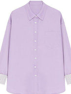 fano Skin Friendly Breathable Cotton Minimalist Loose Fit Women Button Solid Shirts