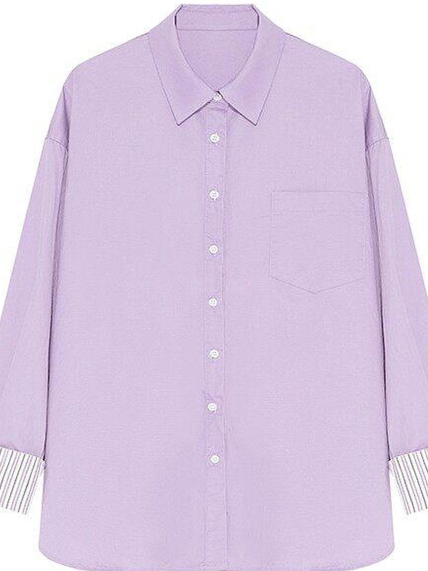 fano Skin Friendly Breathable Cotton Minimalist Loose Fit Women Button Solid Shirts