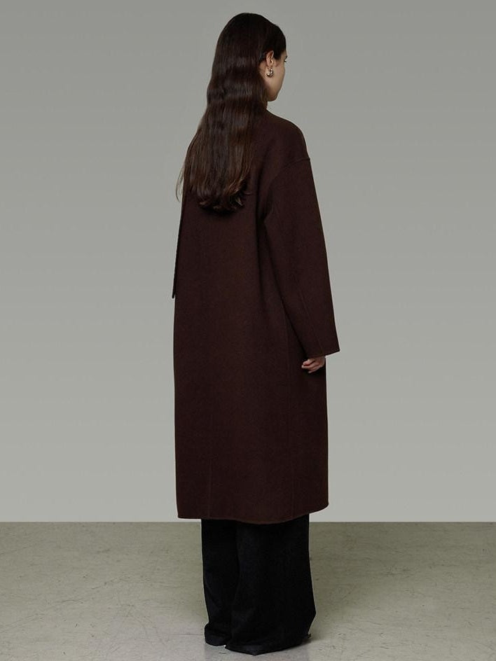 unspoken 100 Percent Sheep Wool Mid Length Relaxed Minimalist Workwear Wool Coats