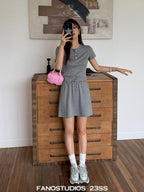 fano 96 Percent Cotton Soft Crop Top Mini Skirt Young Women Matching Top & Skirt Sets