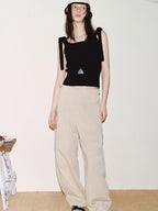 fano Slim Viscose Nylon Spaghetti Strap Office Cropped Solid Black White Camisoles